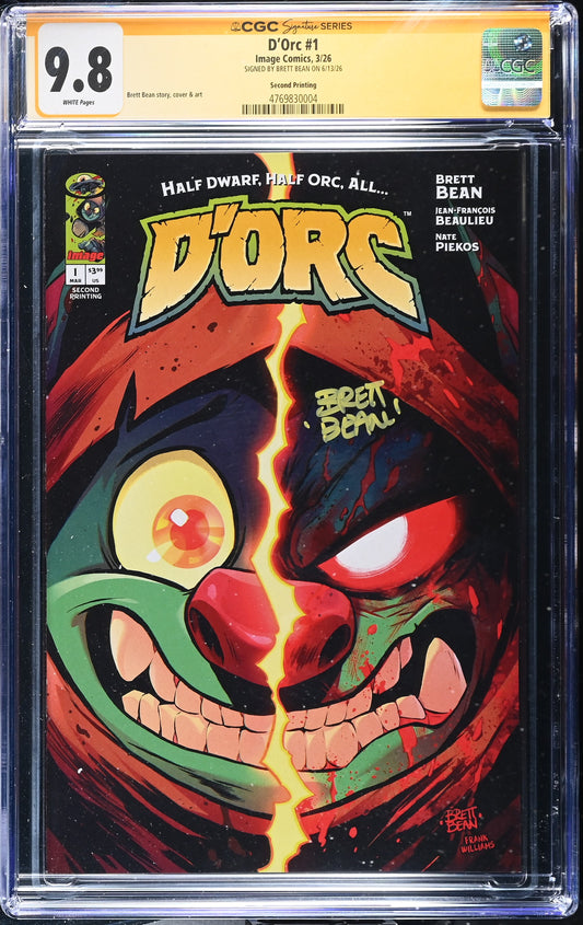 Dorc #1 CGC SS 9.8 * 2nd Print Signed Brett Bean