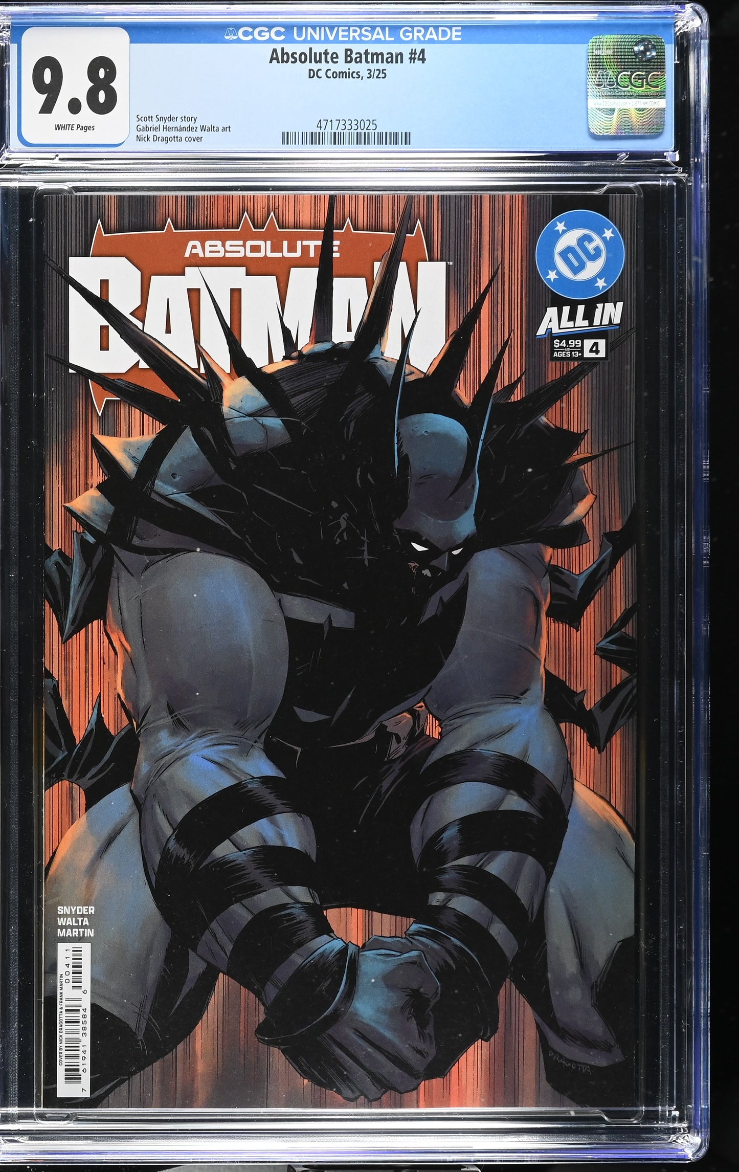 ABSOLUTE BATMAN #4 CGC 9.8 * 1st Print Cover A Nick Dragotta